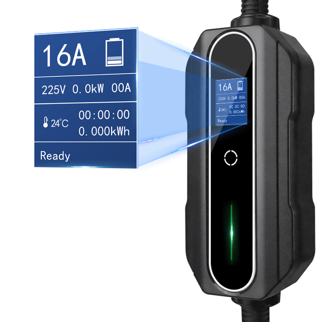 Mode2-GB/T Portable EV Charger 6-16A LCD Screen with LCD Screen