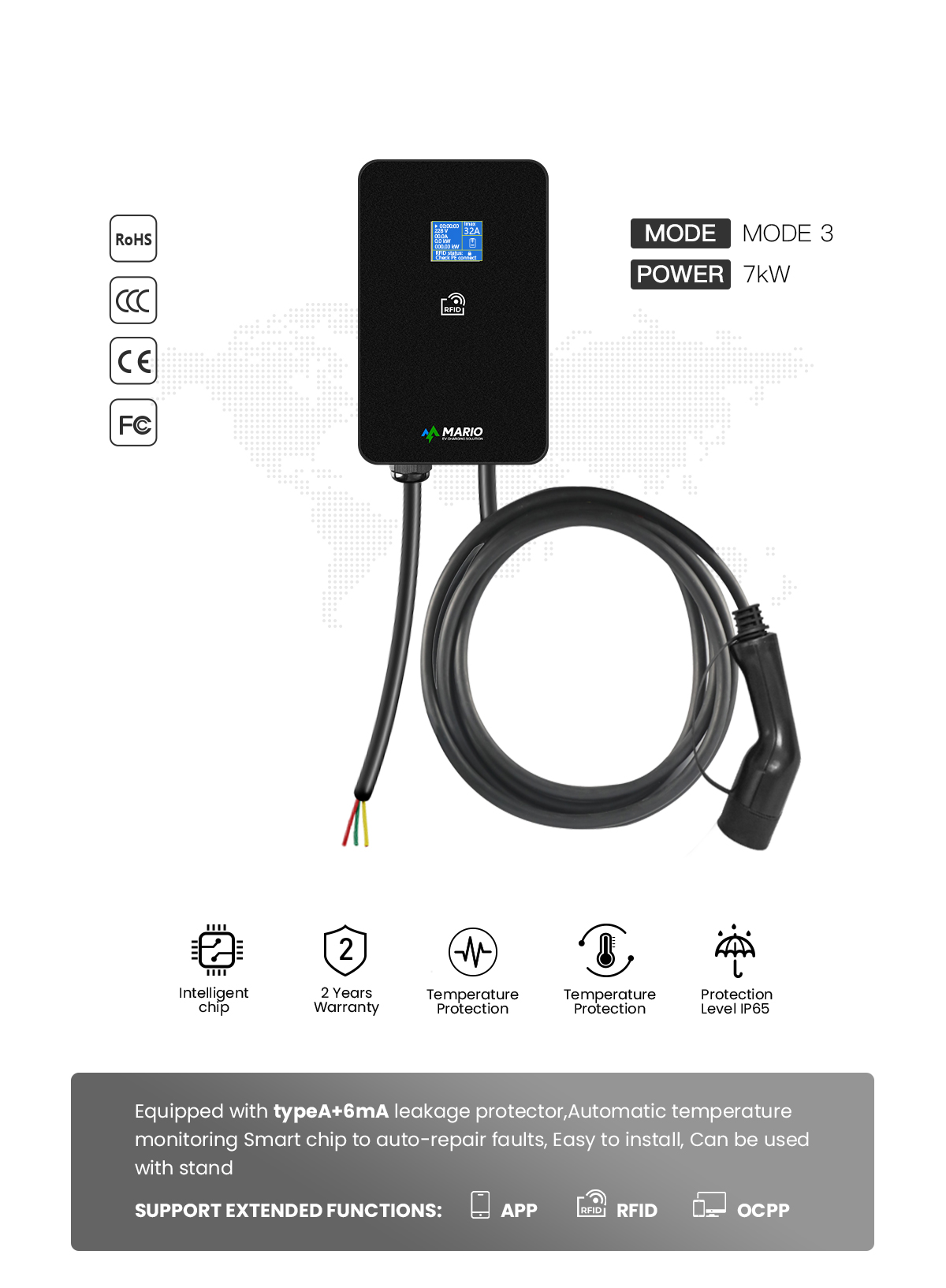 GB/T Wallbox 7KW 32A Single Phase AC ev car charging station from China  manufacturer - Mario