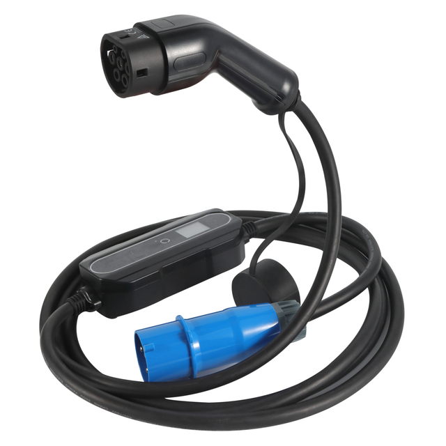 Portable Mode2-Type2 AC EV charging 6-16A Adjustment current