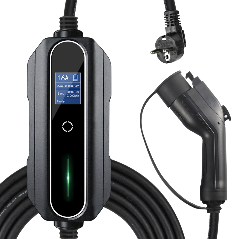 Mode2-GB/T Portable EV Charger 6-16A LCD Screen with LCD Screen