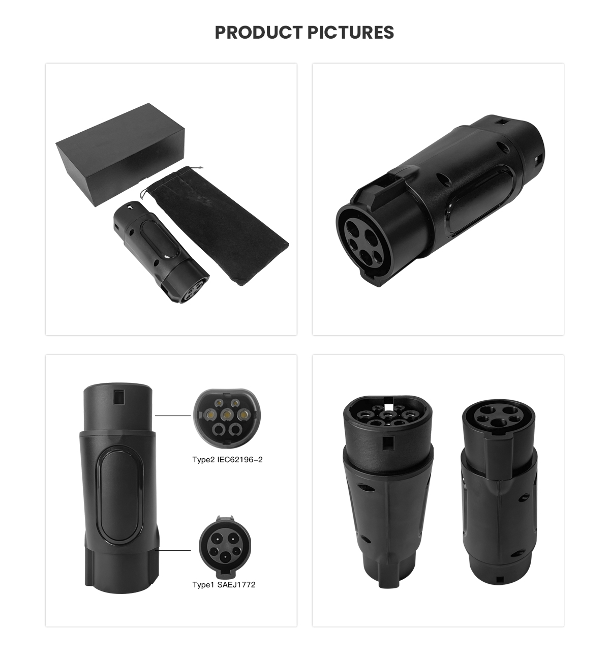 Type1 to Type2 EV Connector Adapter 32A 250V 